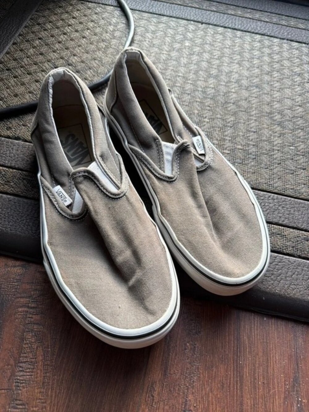 Vans Classic Slip-On Grey Canvas Shoes US Men 5.5 Women 7 UK 4.5 EU 37